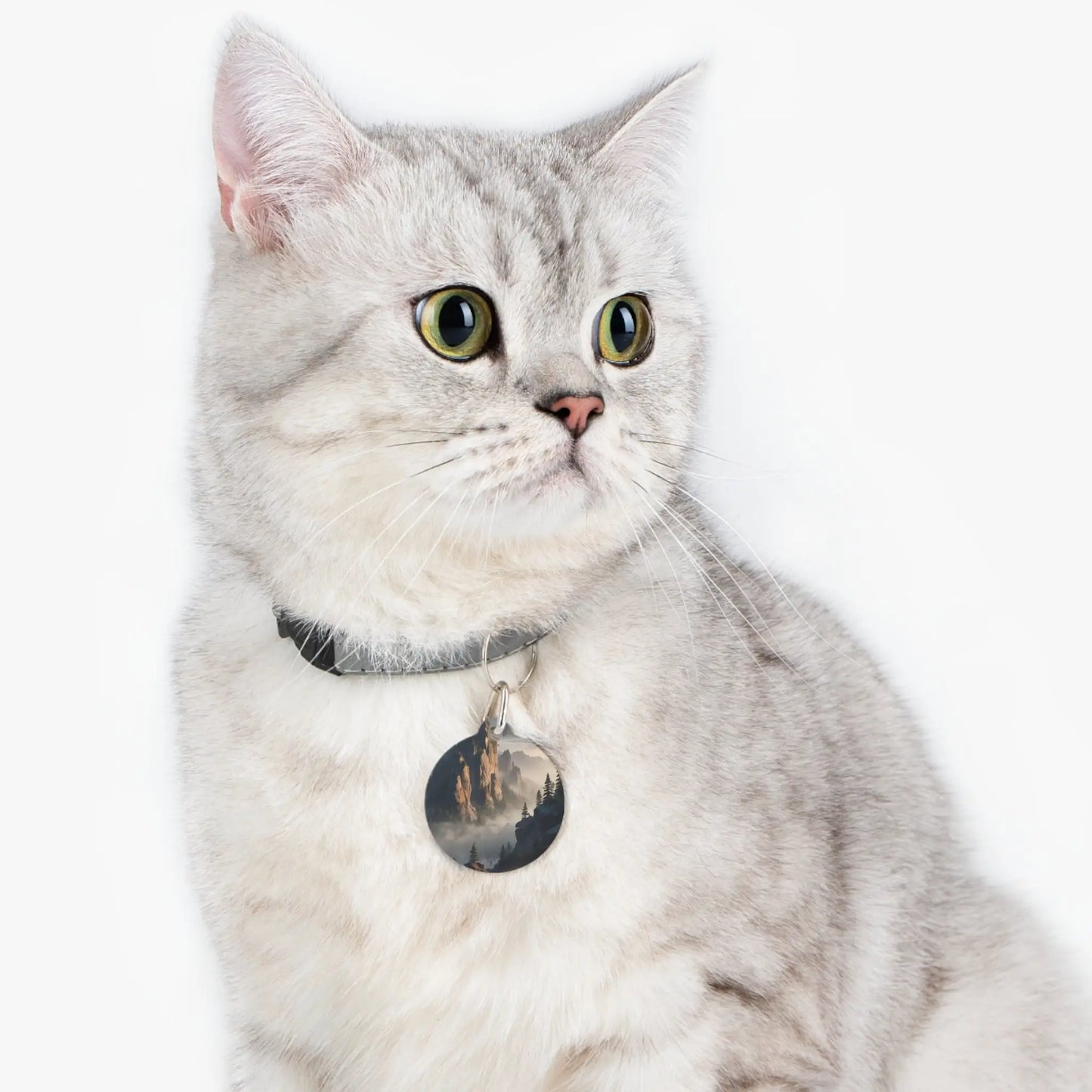 Mountain Mist Pet Tag — Scenic Foggy Cliff Dog & Cat ID Tag - 1’’ - Pets