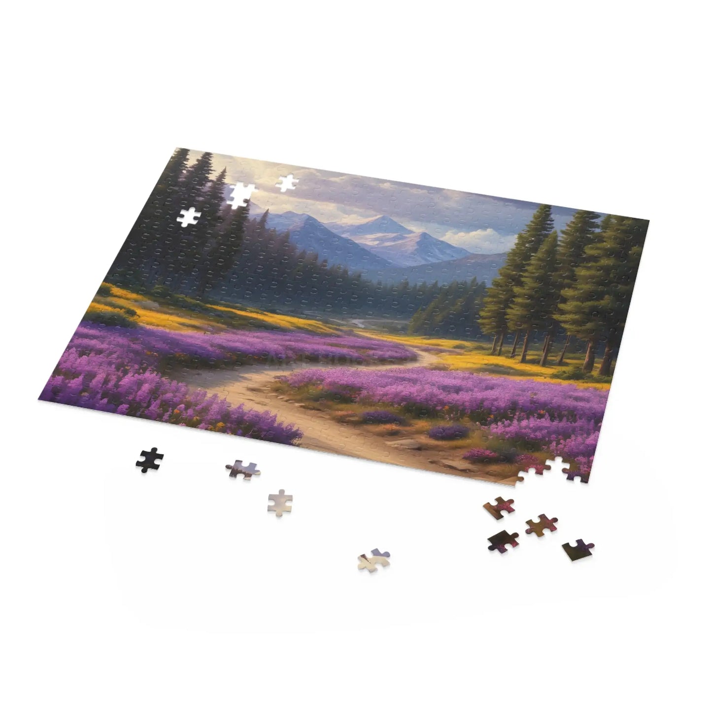 Mountain Purple Wildflower Meadow Jigsaw Puzzle — 120/252/500-Piece - Puzzle