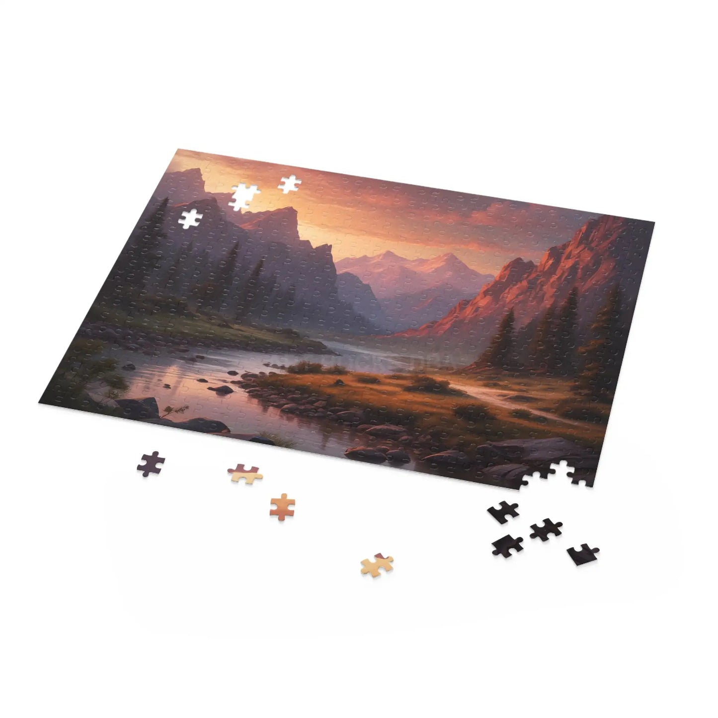 Mountain Sunset Landscape Puzzle — 120/252/500-Piece Scenic Jigsaw - Puzzle