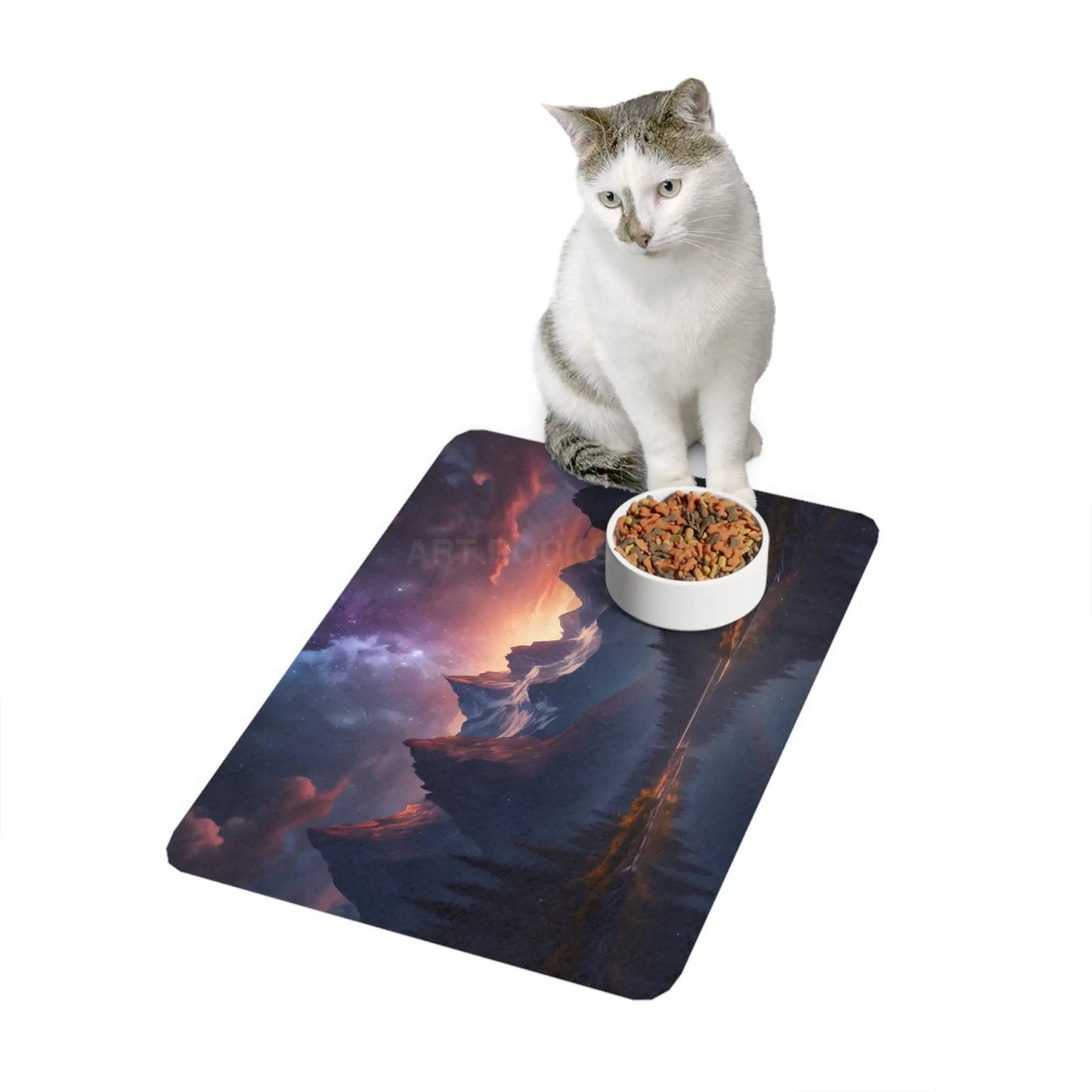 Mountain Sunset Pet Food Mat (12x18) - Scenic Dog & Cat Feeding Placemat - 12’’ × 18’’ / Rectangle - Pets