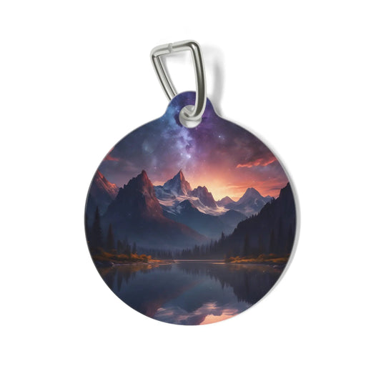 Mountain Sunset Pet Tag — Scenic Night Sky Dog & Cat ID Tag - 1’’ - Pets
