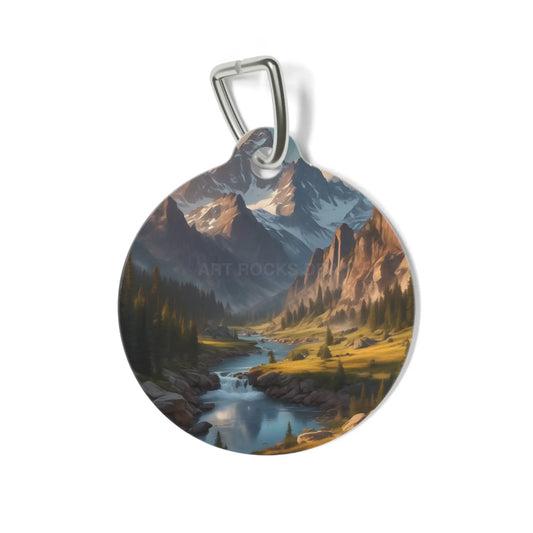 Mountain Valley Pet Tag — Scenic River Landscape Dog ID Tag - 1’’ - Pets
