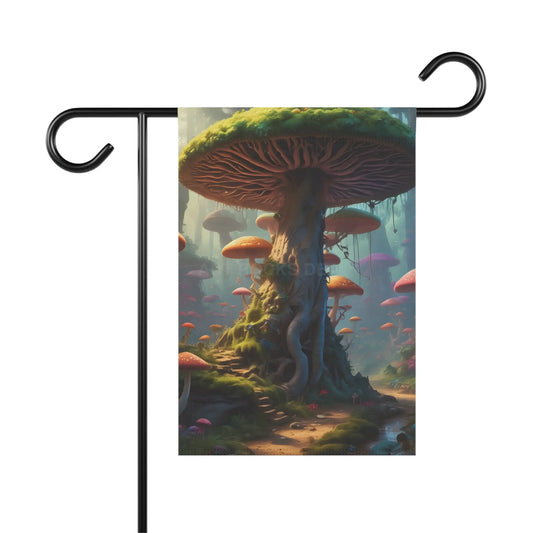 Mushroom Forest Garden Banner Enchanted Outdoor Decor Colorful House Flag Cozy Home Decor Seasonal Garden Flag Fantasy