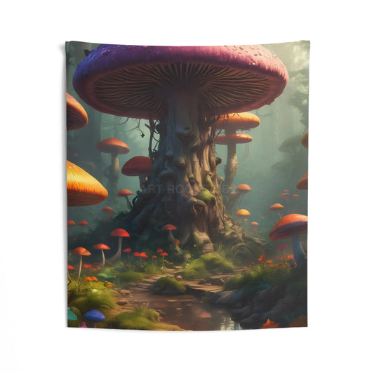 Mushroom Forest Wall Tapestry Boho Decor for Living Room Colorful Nature Art Cozy Home Accents Festival Decorations