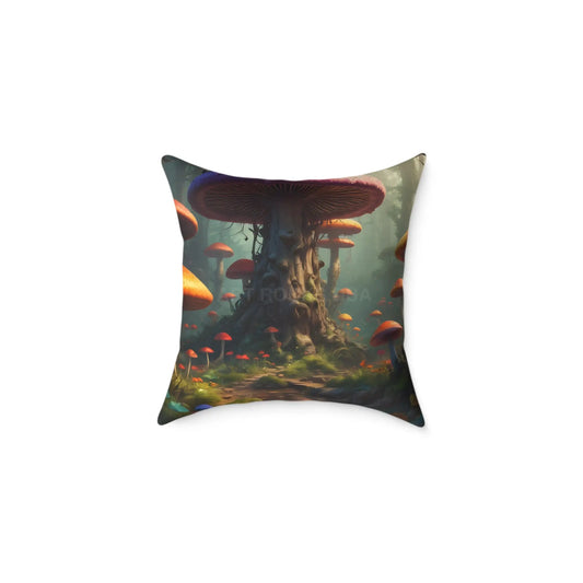 Mushroom Poly Canvas Pillow | Cozy Home Decor Nature Lovers Gift Boho Vibes Unique Cushion Fantasy Art Decor - 18’’ ×