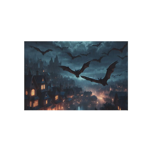 Mysterious Bat-Themed Outdoor Rug | Halloween Decor Patio Mat Spooky Home Accent Outdoor Living Cozy Vibes - 24’’ ×