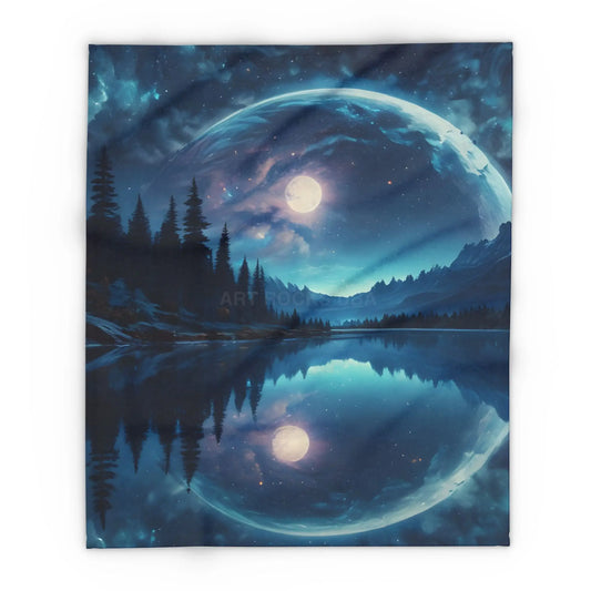 Mystical Moon Arctic Fleece Blanket Cozy Starry Blanket for Winter Home Decor Gift for Space Lovers Night Sky Throw
