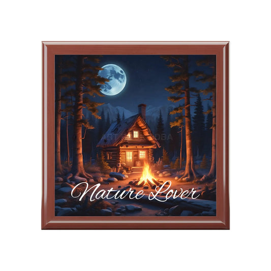 Nature Lover Jewelry Box — Cabin Moonlight Keepsake Box - Golden Oak / One size - Home Decor