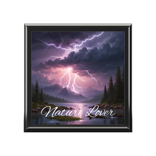 Nature Lover Jewelry Box — Stormy Mountain Lake Keepsake Box - Ebony Black / One size - Home Decor