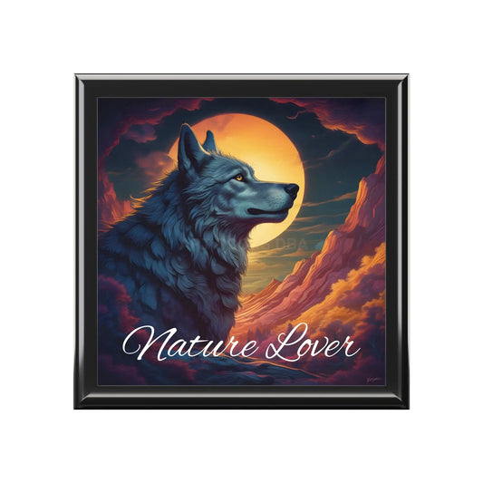 Nature Lover Jewelry Box – Wolf Sunset Keepsake Box - Ebony Black / One size - Home Decor
