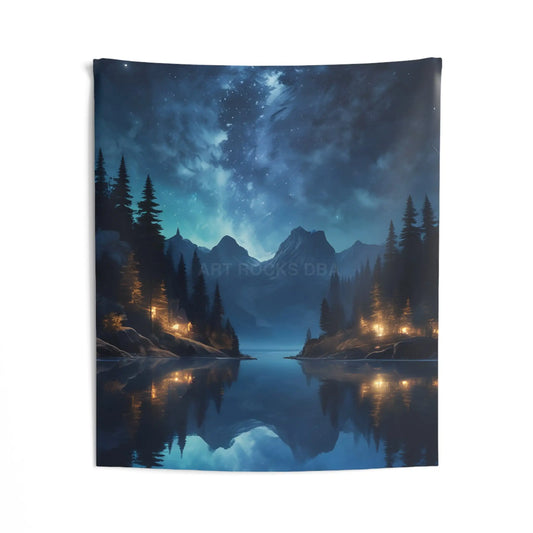 Peaceful Night on The Lake Wall Tapestry Boho Decor for Living Room Nature Inspired Art Bedroom Wall Hanging Perfect