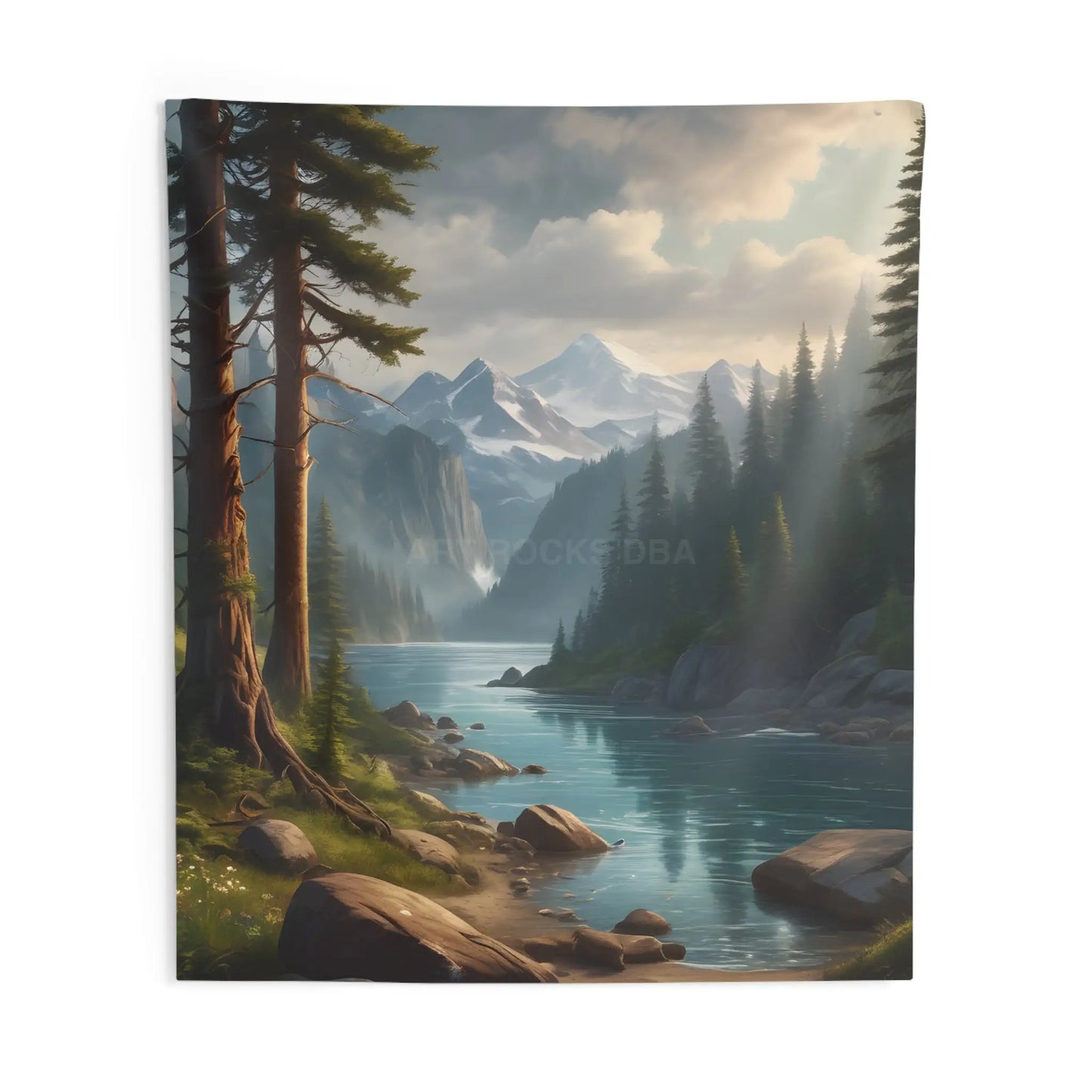 Peaceful River Landscape Tapestry - Nature Wall Art Boho Decor Home Interior Gift for Nature Lovers Cozy Atmosphere