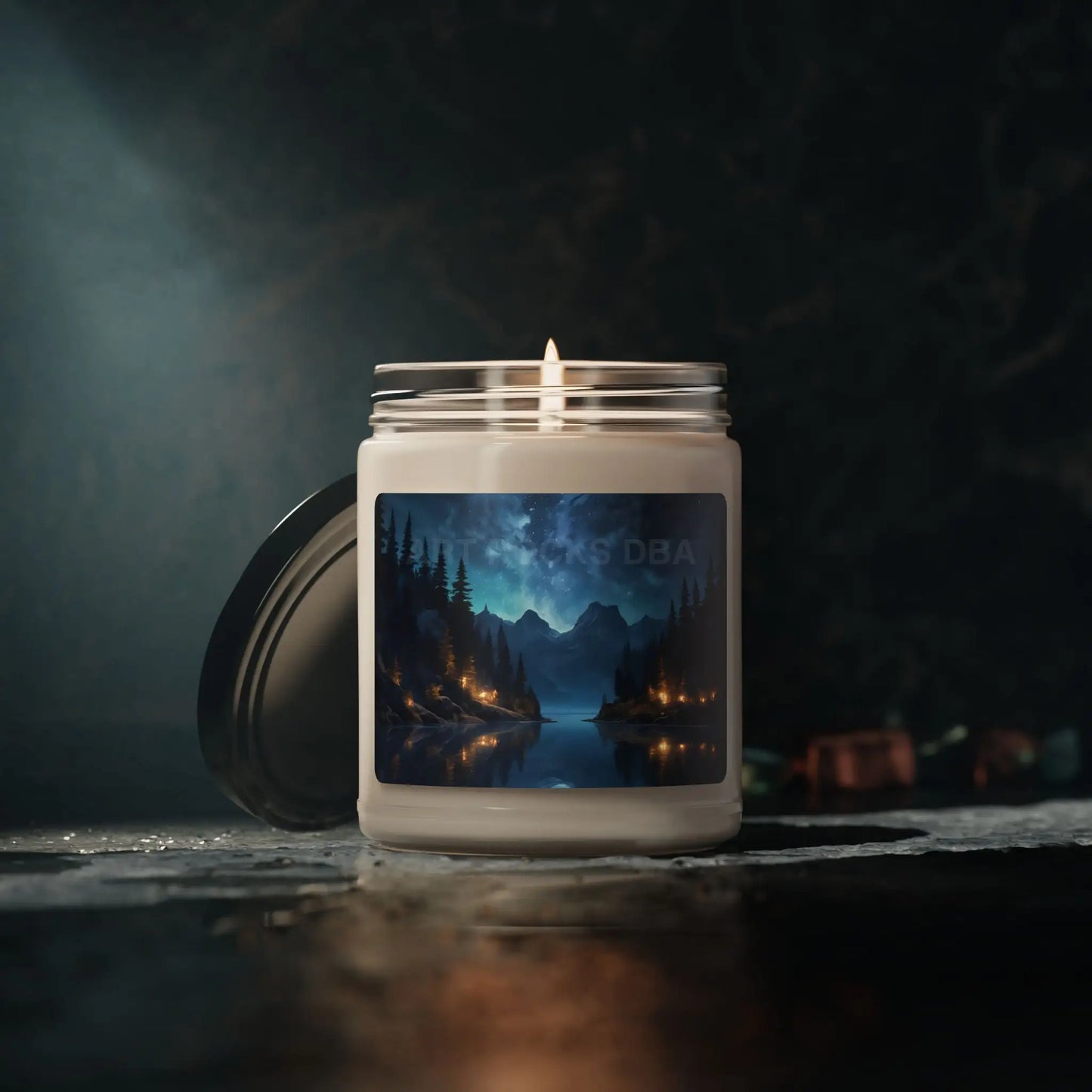 Peaceful Starry Sky Reflection on a Lake Soy Candle 9oz | Serene Forest Escape Candle Cozy Home Decor Relaxation Gift