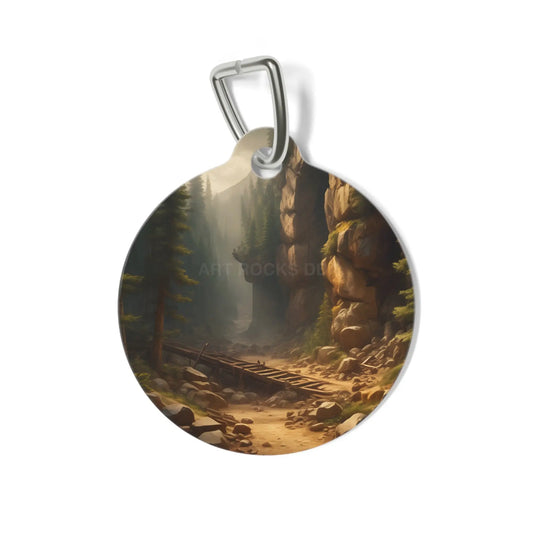 Pet Tag — Mountain Trail Scenic Engraved Dog ID Tag - 1’’ - Pets