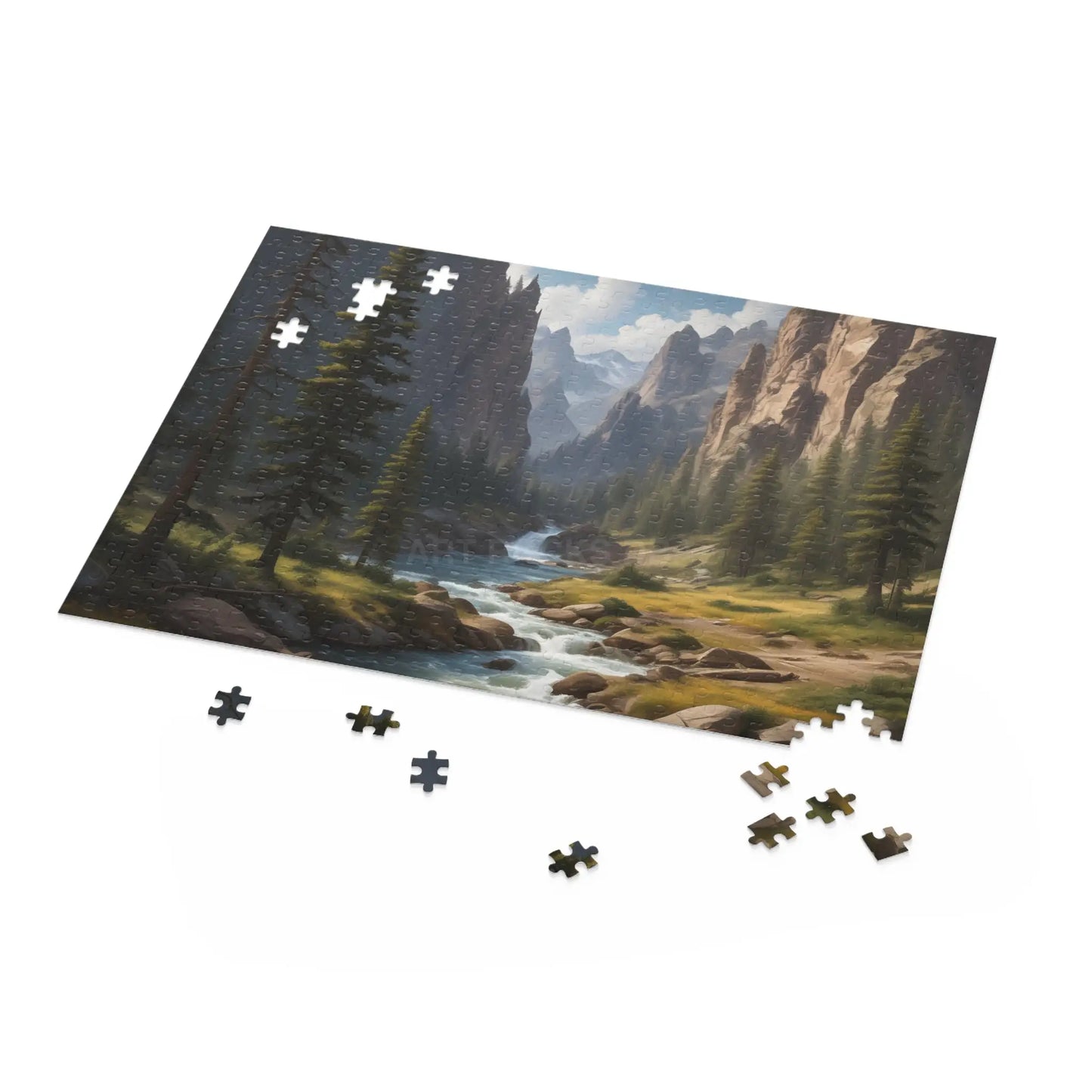 Pine Tree Covered Mountainous Valley Jigsaw Puzzle — 120/252/500 Piece - Puzzle