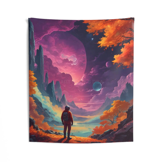Psychedelic Astronaut Wall Tapestry Celestial Decor Space Art Hanging Vibrant Home Accent Bohemian Room Decor - 50’’ ×