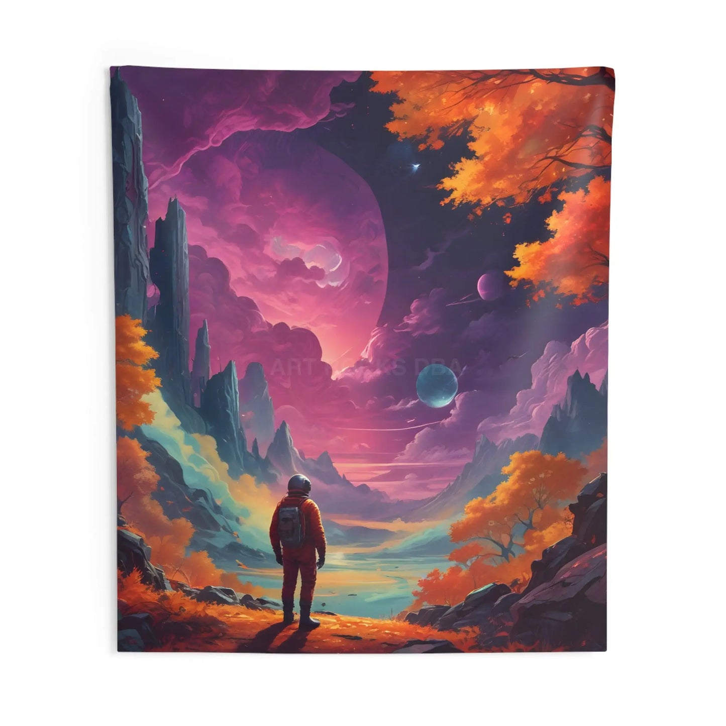 Psychedelic Astronaut Wall Tapestry Celestial Decor Space Art Hanging Vibrant Home Accent Bohemian Room Decor - 88’’ ×