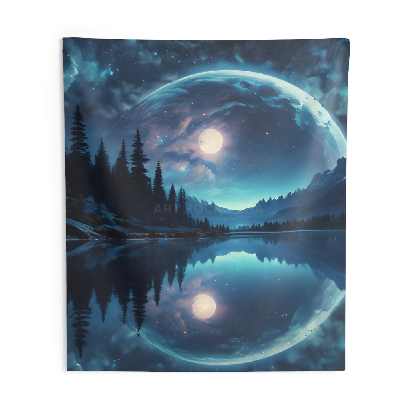 Psychedelic Full Moon Landscape Tapestry Cosmic Home Decor Wall Art for Meditation Bedroom Living Room Unique Gift
