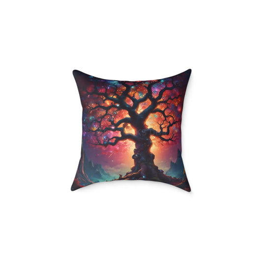 Rainbow Tree of Life Pillow Boho Home Decor Gift for Nature Lovers Cozy Throw Pillow Tree Art Cushion - 18’’ × 18’’