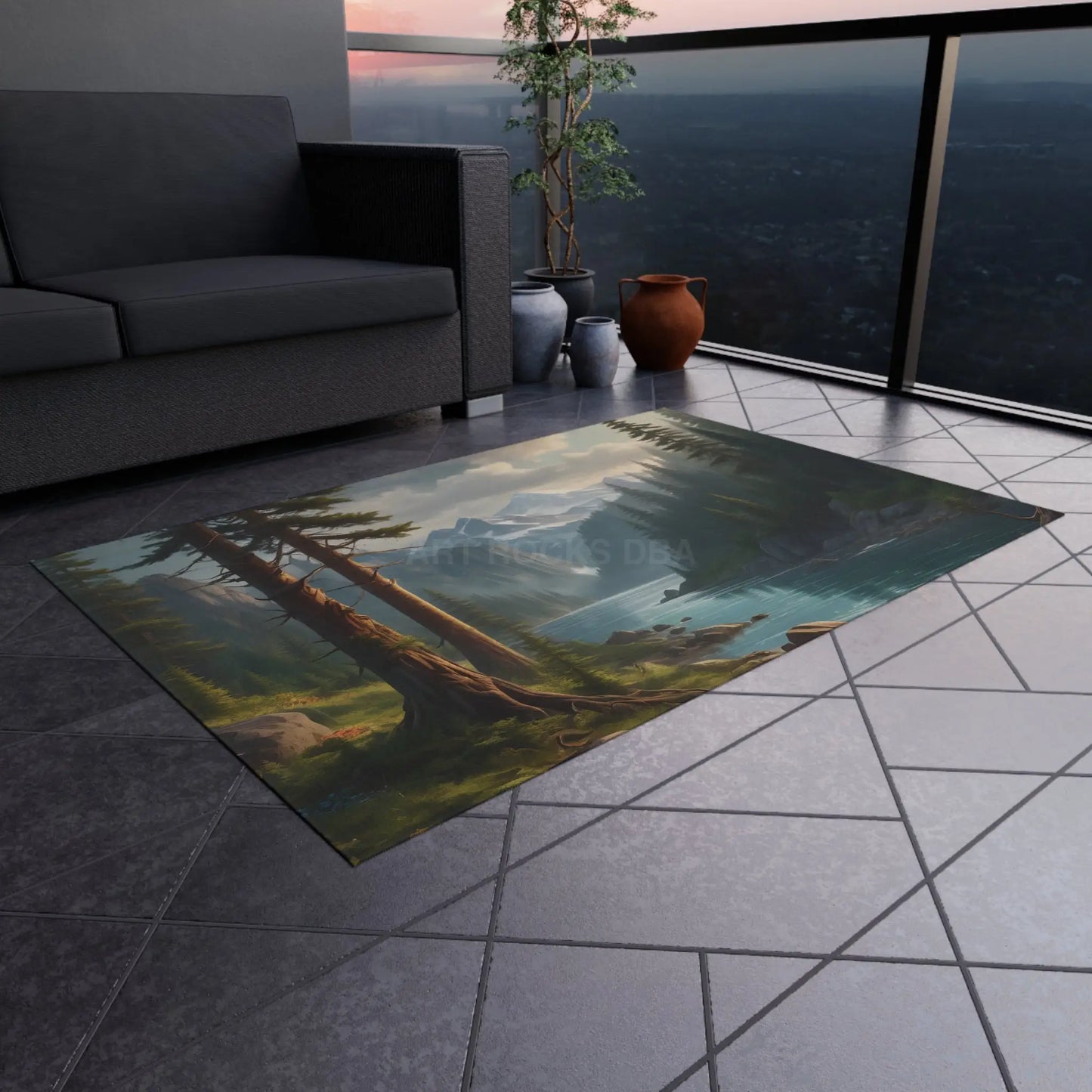 River in The Mountains Outdoor Rug Bohemian Rug Outdoor Décor Patio Mat Camping Accessory Camping Rug Nature Home Decor