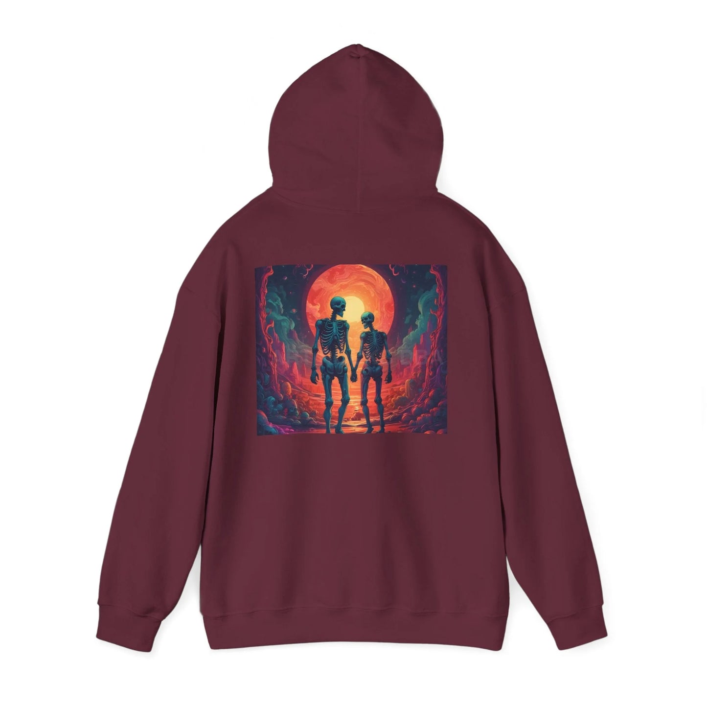 Romantic Skeletons Unisex Hooded Sweatshirt | Cool Graphic Hoodie | Artistic Gift | Creative Apparel | Unique
