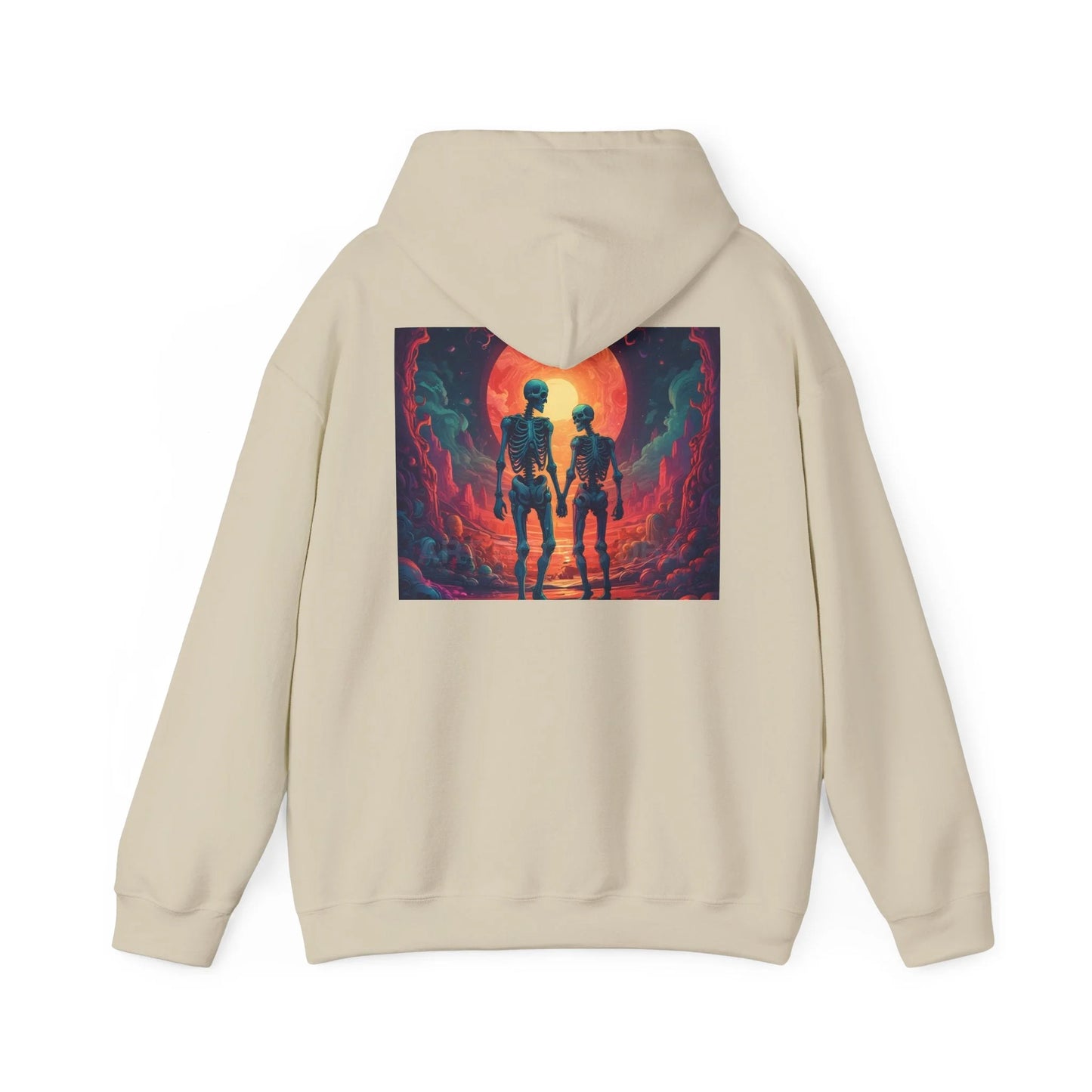 Romantic Skeletons Unisex Hooded Sweatshirt | Cool Graphic Hoodie | Artistic Gift | Creative Apparel | Unique