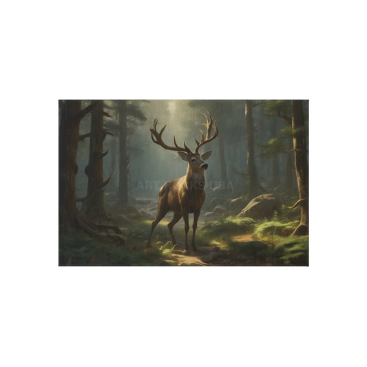 Rustic Deer in The Forest Outdoor Rug - Nature Decor Camping Accessories Patio Mat Campfire Area Rug Wildlife Home