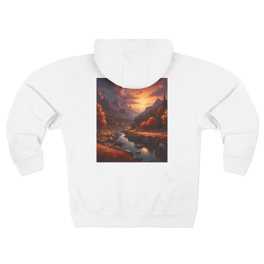 Scenic Autumn Mountain Landscape Zip-Up Sweatshirt - XS / White - Hoodie