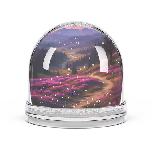 Scenic Lavender Meadow Snow Globe — Mountain Landscape Keepsake - 3.5’’ × 3.4’’ - Home Decor