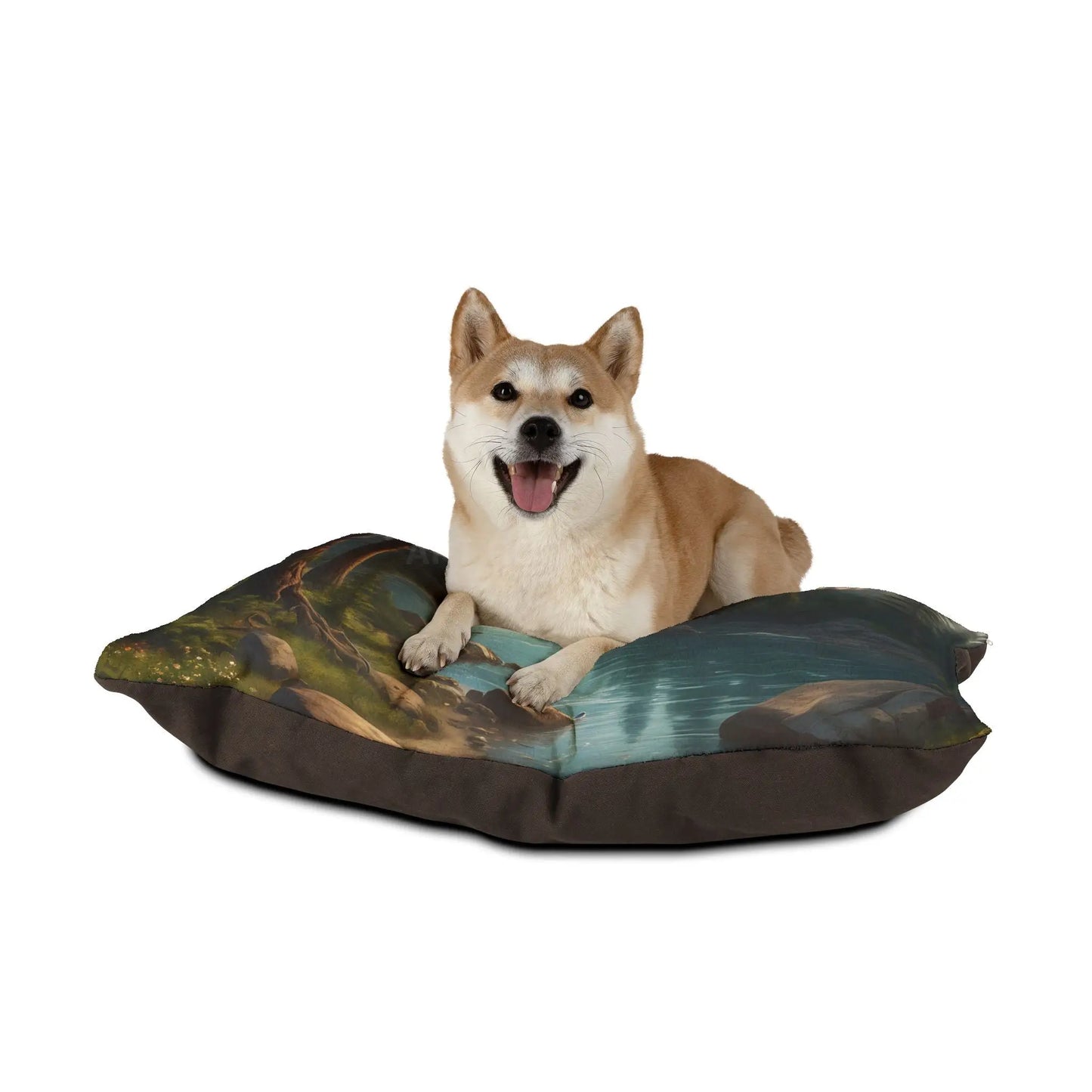Scenic Mountain Lake Pet Bed — Cozy Wilderness Dog & Cat Bed - Pets