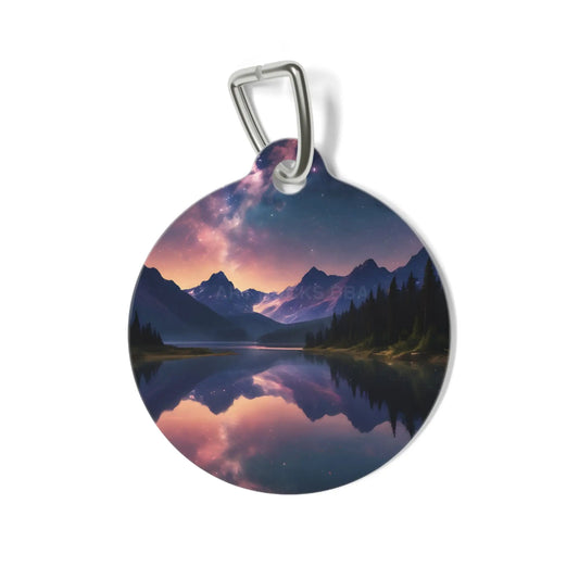 Scenic Mountain Lake Pet ID Tag – Twilight Reflection - 1’’ - Pets