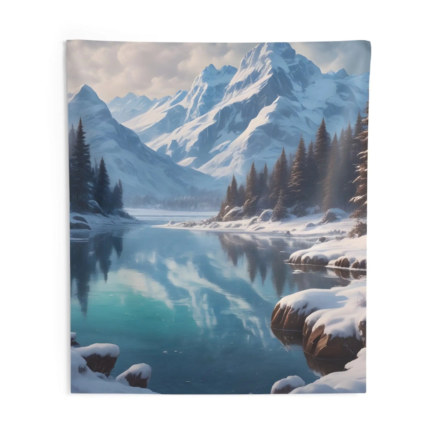 Scenic Mountain Wall Tapestry Nature Wall Art Cozy Home Decor Gift for Nature Lovers Winter Aesthetic Tapestry - 88’’ ×