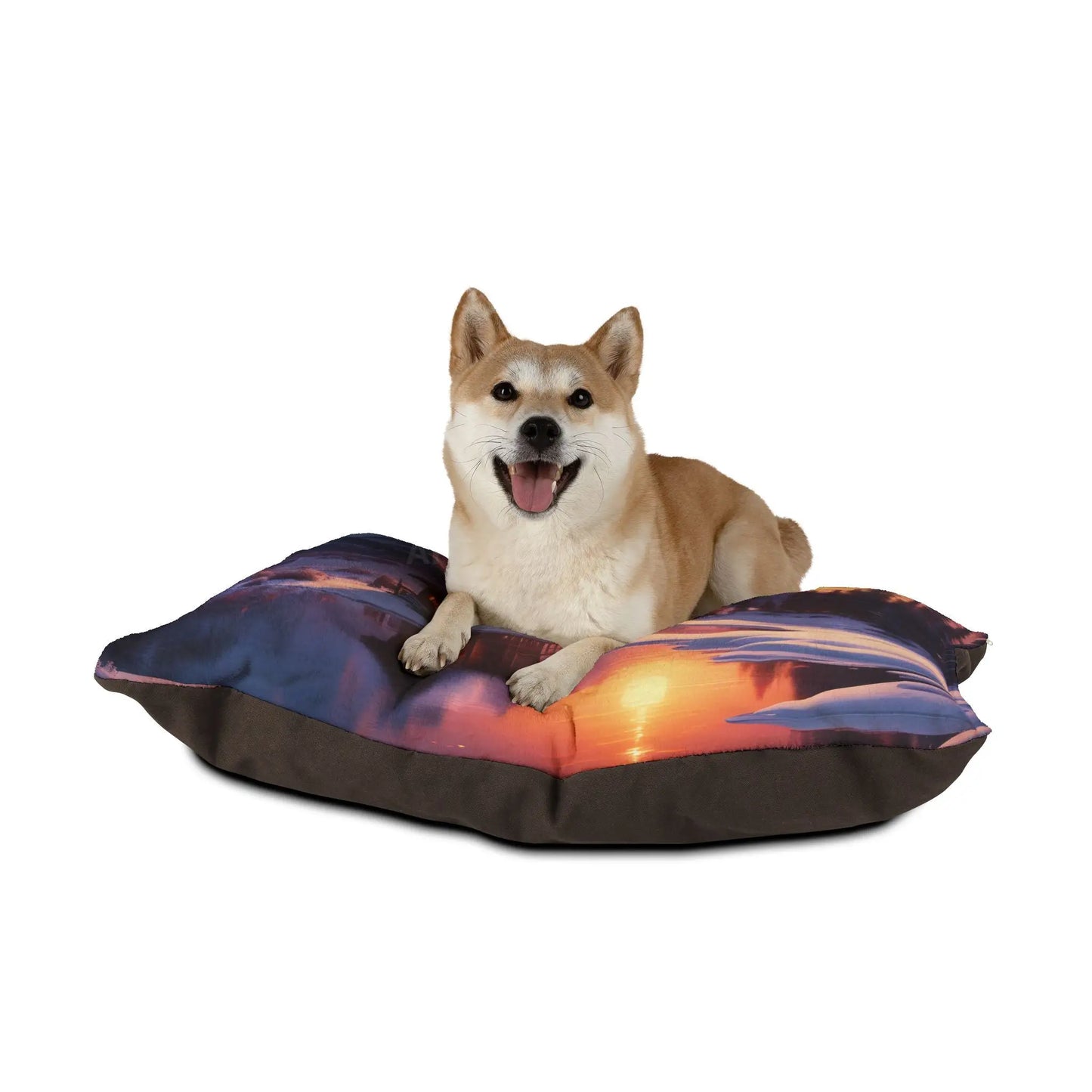 Scenic Snowy Cabin Sunset Pet Bed - Pets