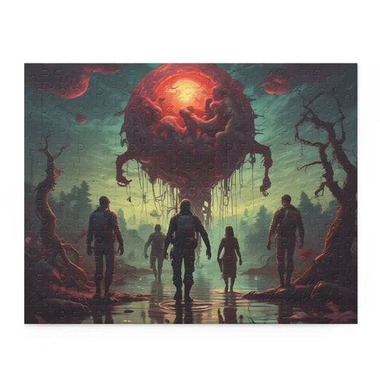 Sci‑Fi Adventure Puzzle — Explorers Facing Floating Alien Sphere (120/252/500‑Piece) - 14’’ × 11’’ (252 pcs) - Puzzle