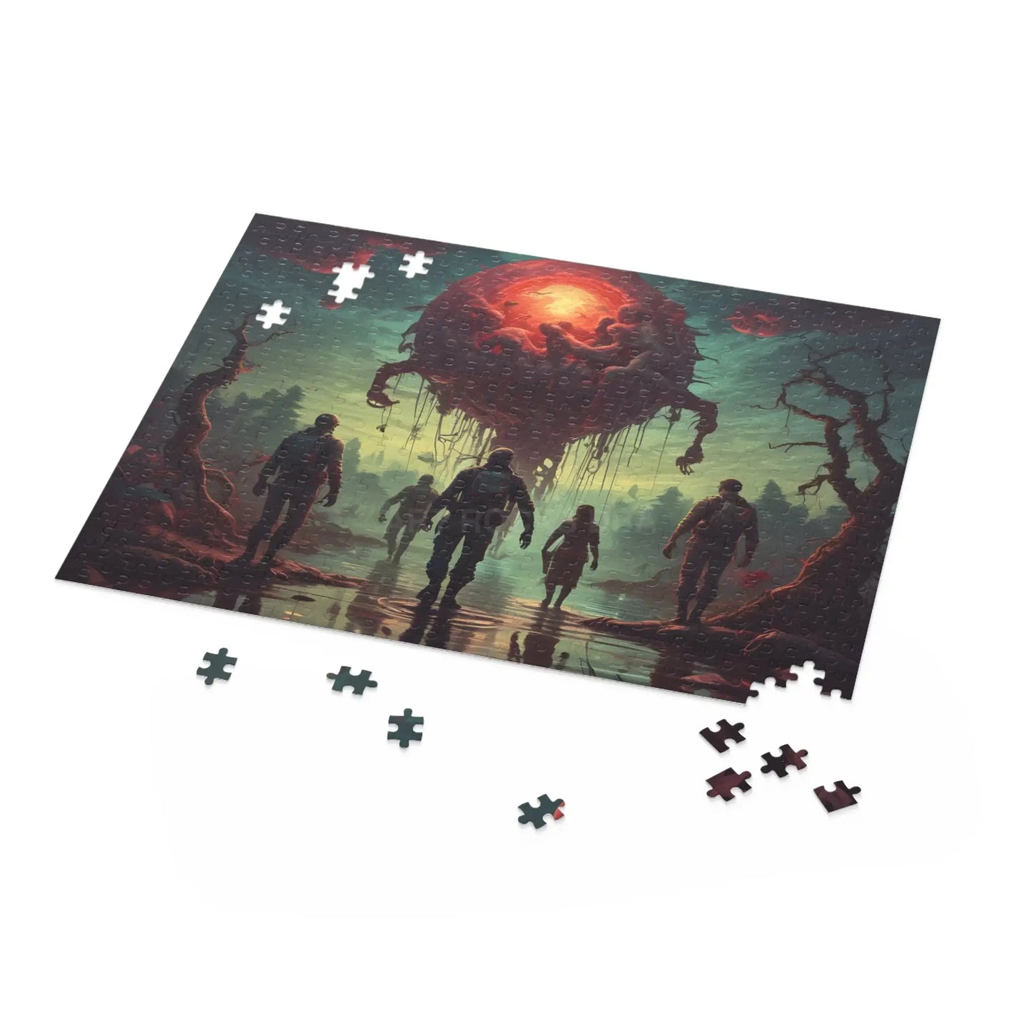 Sci‑Fi Adventure Puzzle — Explorers Facing Floating Alien Sphere (120/252/500‑Piece) - Puzzle