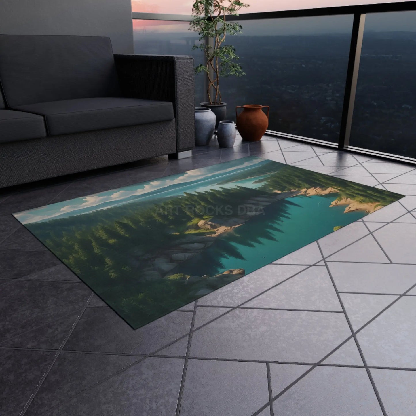 Serene Lake Outdoor Rug | Perfect for Patios Camping Picnics Garden Decor and Home - Home Decor