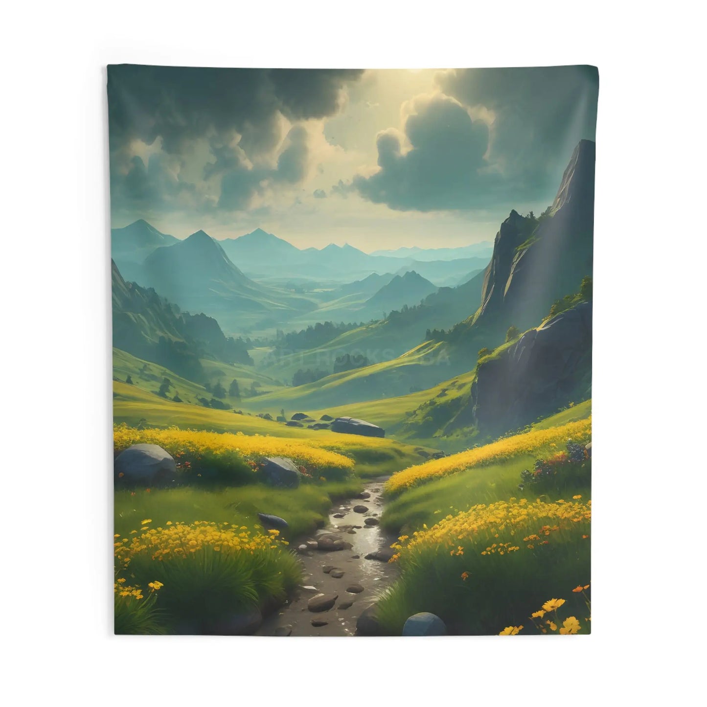 Serene Landscape Wall Tapestry Nature Decor Boho Home Art Gift for Nature Lovers Cozy Indoor Space - 88’’ × 104’’