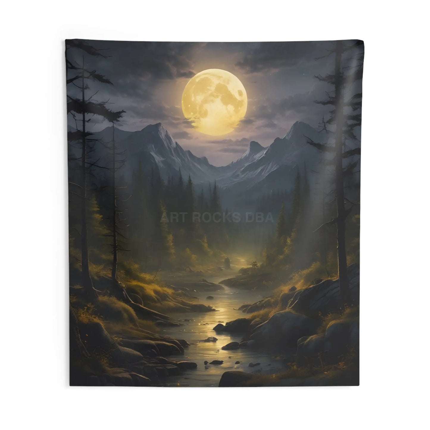 Serene Mountain Moonlight Tapestry | Bohemian Wall Hanging | Home Decor | Nature and Landscape Art | Gift for Nature