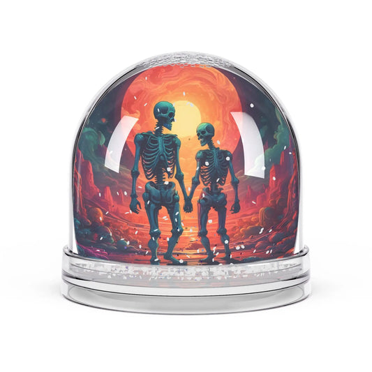 Skeleton Couple Snow Globe — Romantic Halloween Decor - 3.5’’ × 3.4’’ - Home Decor