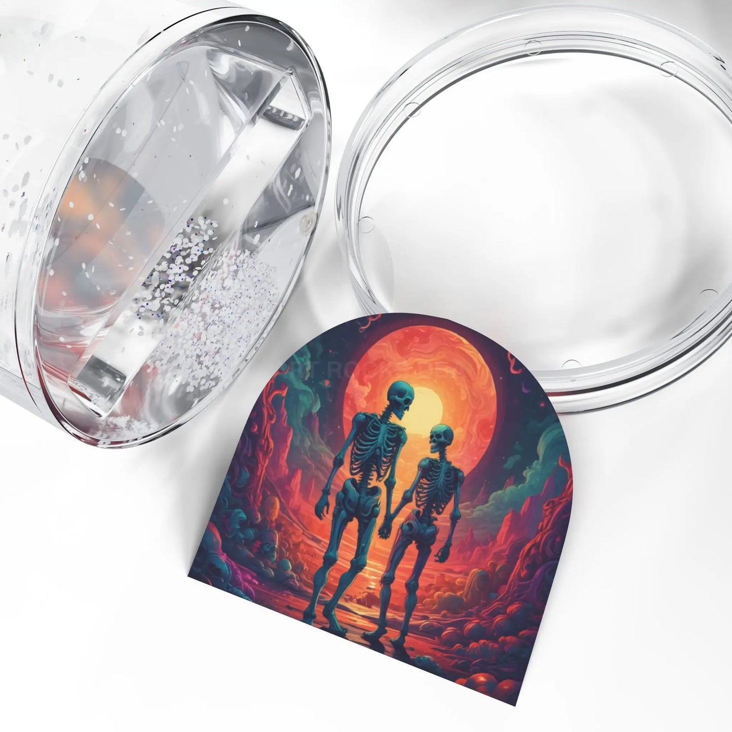 Skeleton Couple Snow Globe — Romantic Halloween Decor - 3.5’’ × 3.4’’ - Home Decor