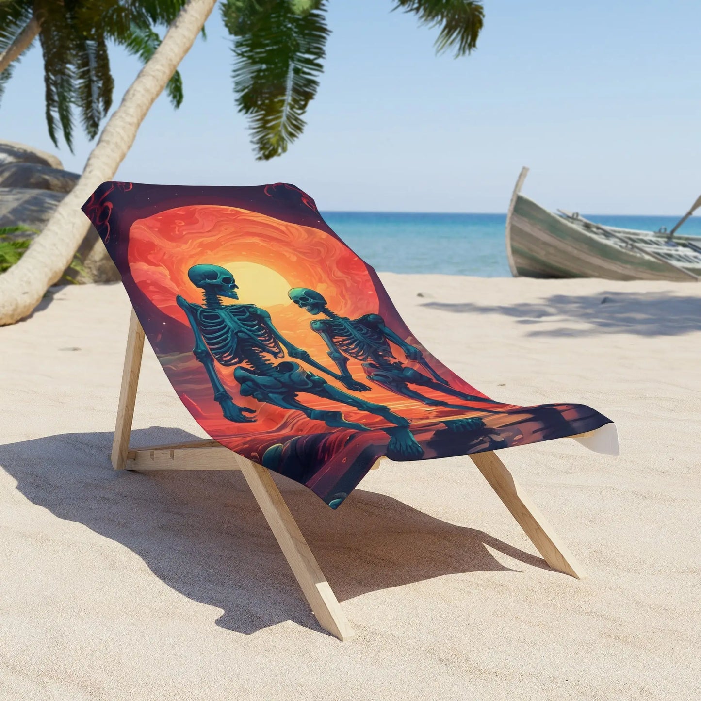Skeletons in Love Sunset Beach Towel - Home Decor
