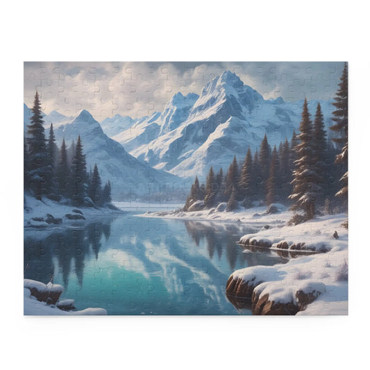Snowy Mountain Lake Jigsaw Puzzle — (120/252/500 pieces) - 14’’ × 11’’ (252 pcs) - Puzzle