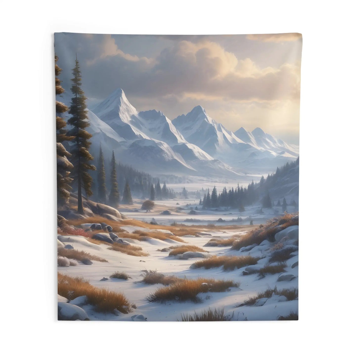 Snowy Valley Tapestry - 88’’ × 104’’ - Home Decor
