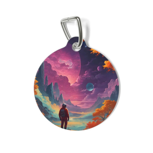 Space Explorer Pet Tag — Colorful Cosmic Landscape ID Tag - 1’’ - Pets