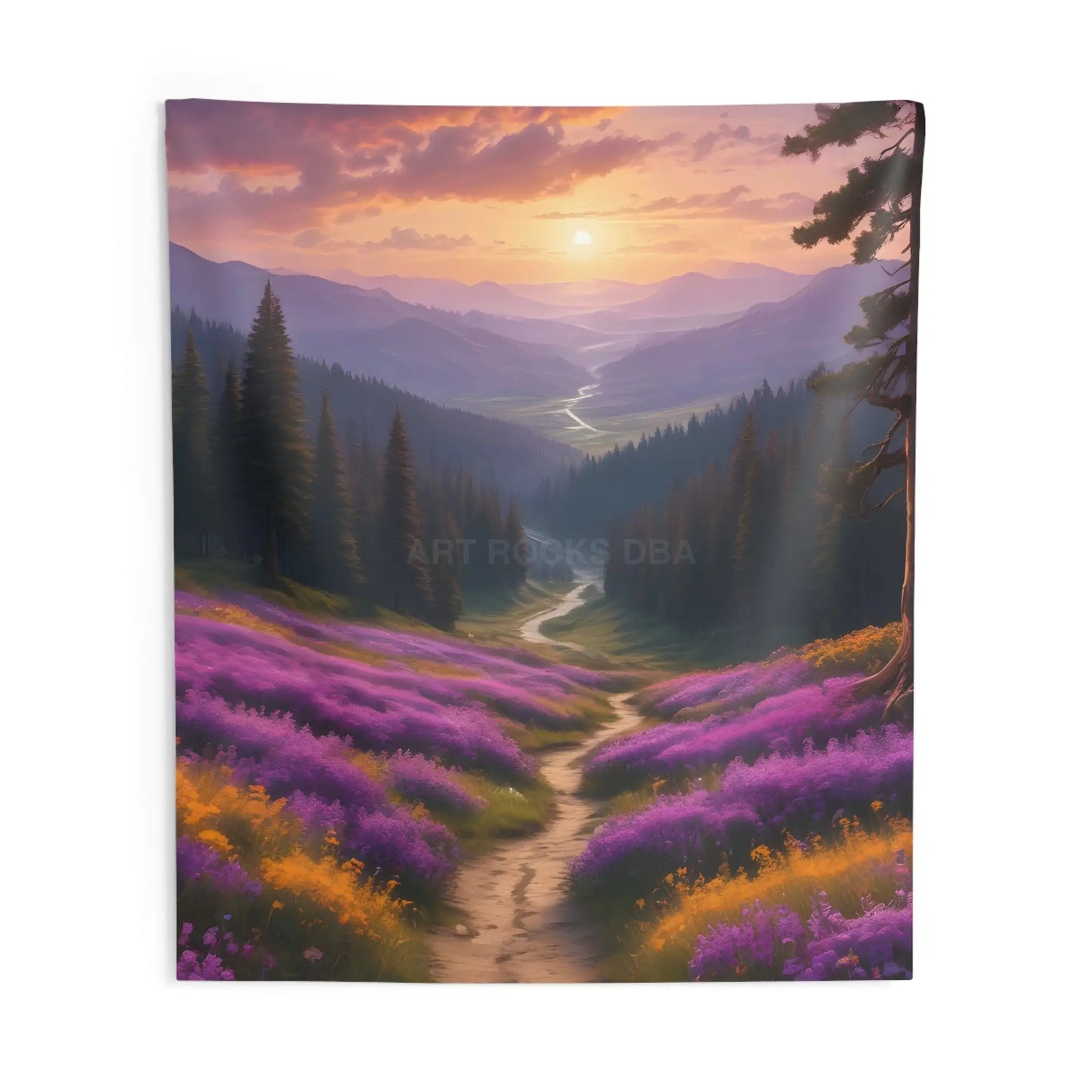 Spring Flower Mountain Valley Tapestry - 88’’ × 104’’ - Home Decor