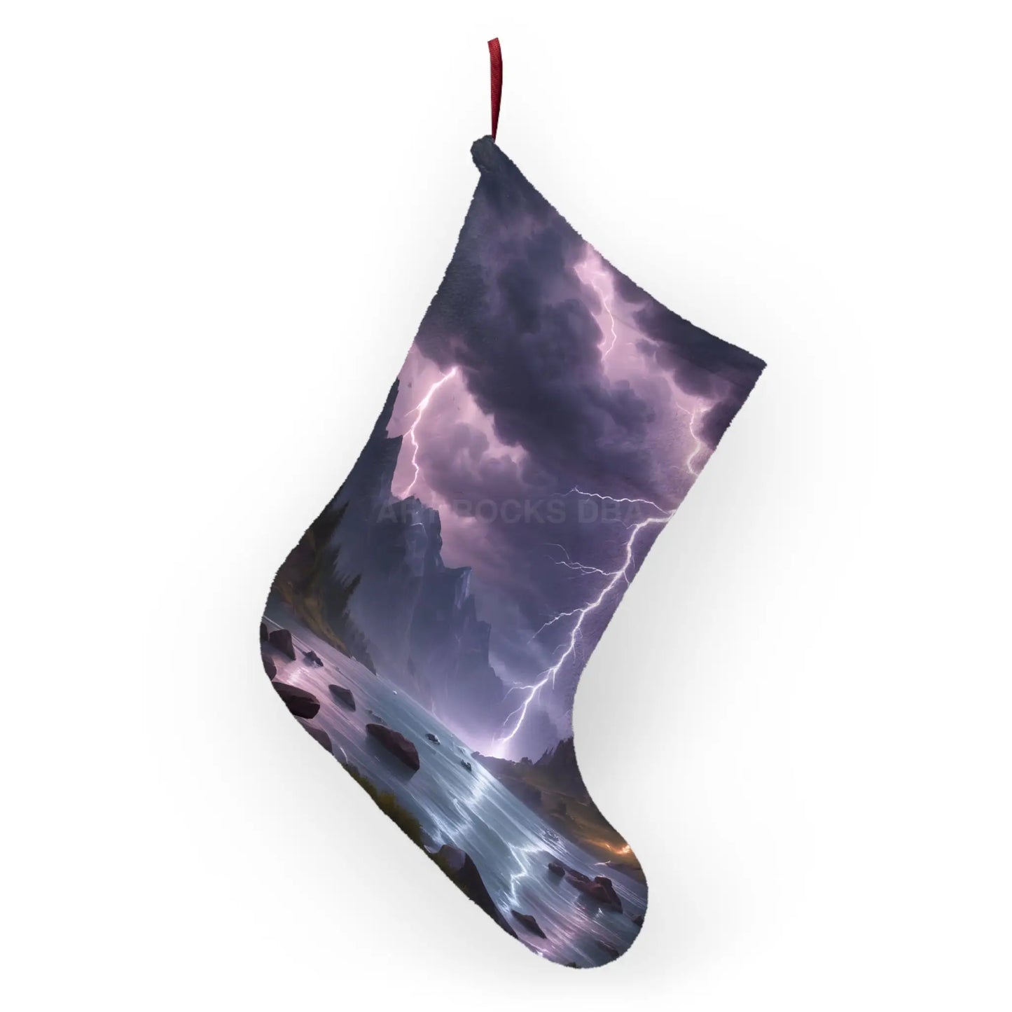 Stormy Mountain Landscape Christmas Stocking - One size - Home Decor
