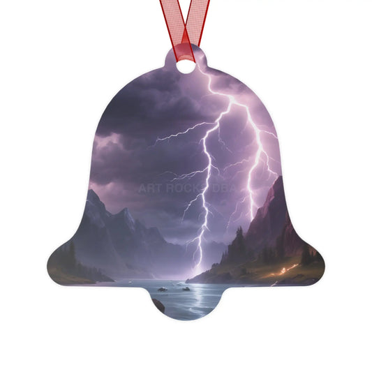 Stormy Mountain Lightning Metal Ornament - Bell / One Size - Home Decor