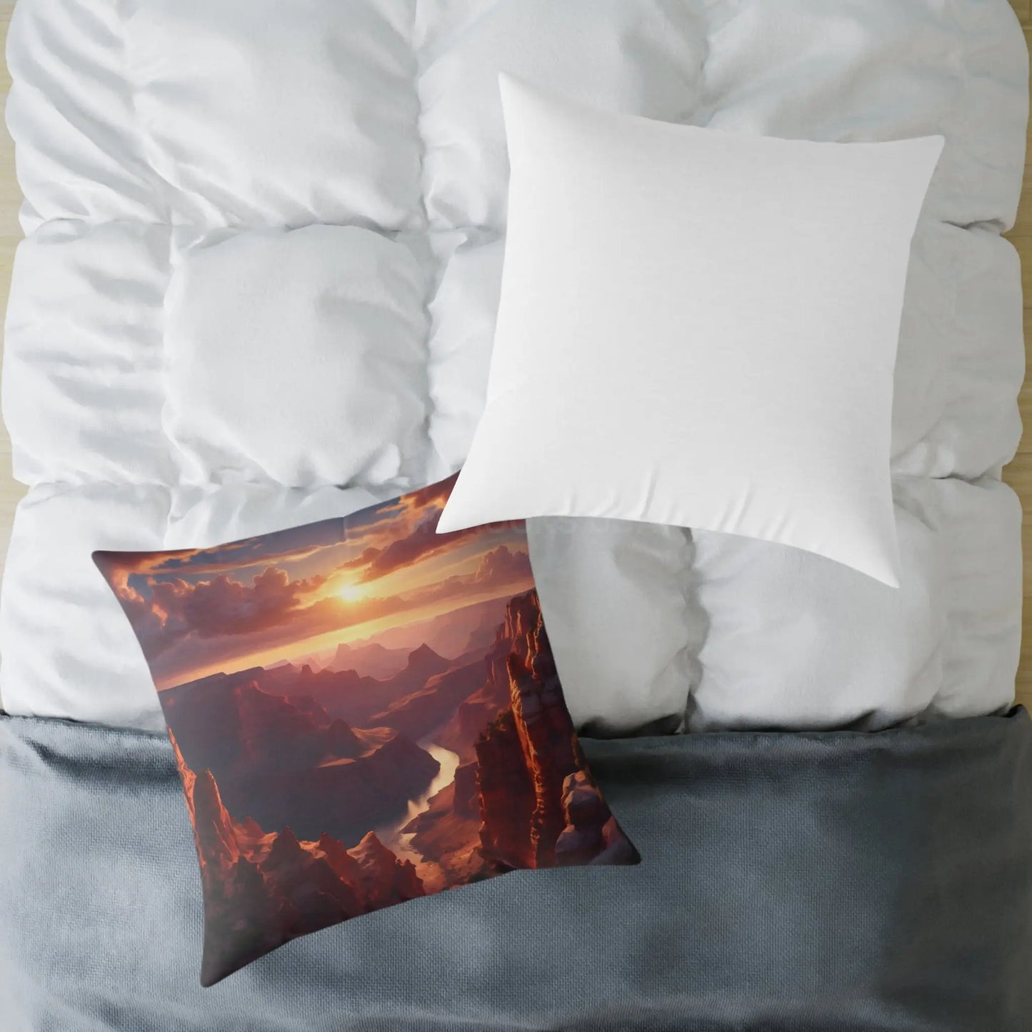 Sunset Canyon View Square Poly Canvas Pillow Cozy Home Decor Gift for Nature Lovers Uplifting Cushion Outdoor Vibes