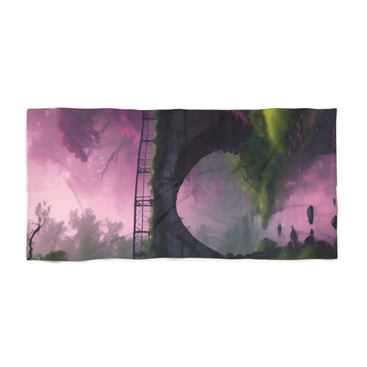 Surreal Pink Portal Beach Towel — Dreamscape Landscape Design - 30’’ × 60’’ - Home Decor