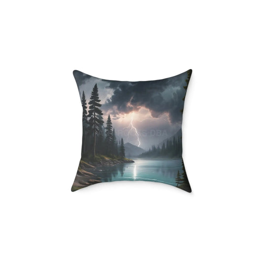 Thunderstorm on The Lake Pillow Cozy Home Decor Rustic Gift Outdoor Vibes Nature Lover’s Accent Cushion - 18’’ × 18’’